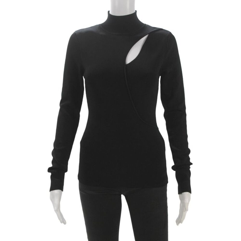 Alice + Olivia Womens Black Jersey Mock Neck Long Sleeve Top Size M
